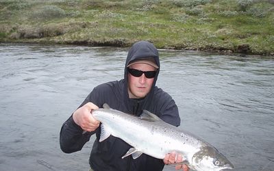 Salmon fly fishing in Iceland